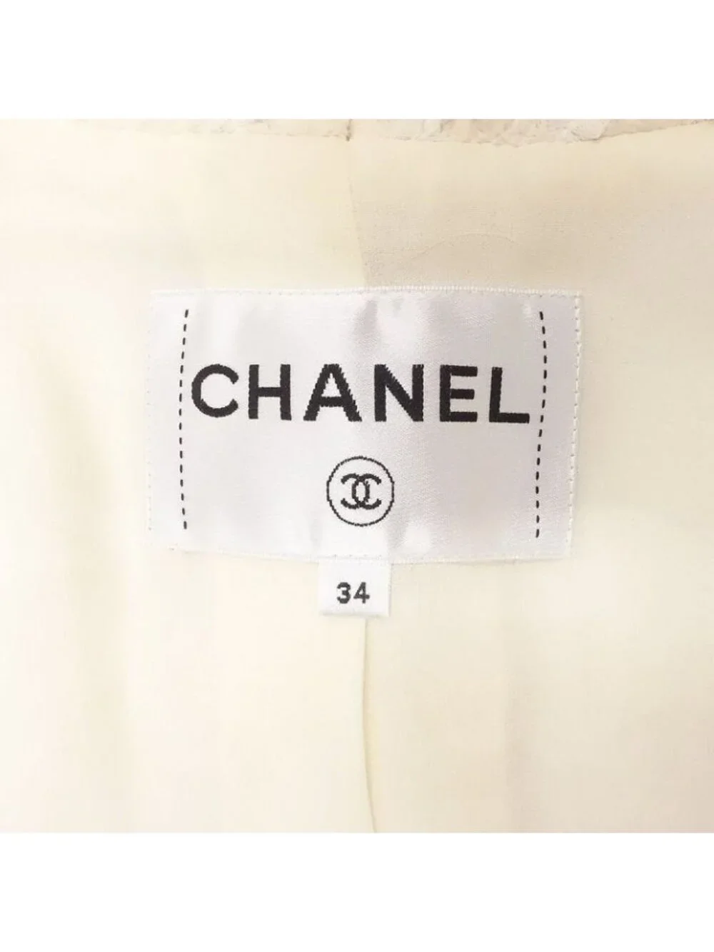 Chanel Coco Mark Scalloped Collar Tweed Jacket Ivory Size - Picture 9 of 10